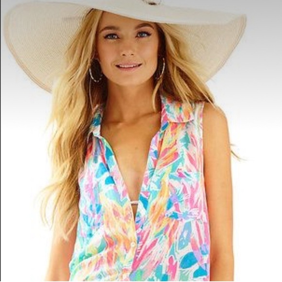 Lilly Pulitzer VEUC HTF Sparkling Sands Ezra dress button with pockets - Picture 2 of 10